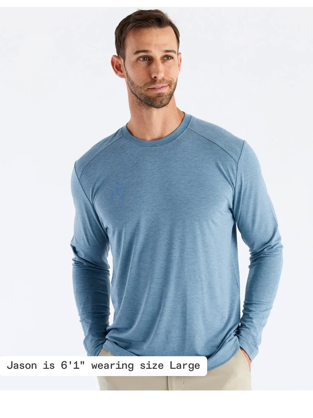 Free Fly Men’s Size Large Bamboo Shade Long Sleeve Blue Stretchy UPF Sun Shirt - Picture 3 of 9